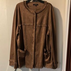 Max Studio London XL Women’s Faux Suede Jacket w Pockets